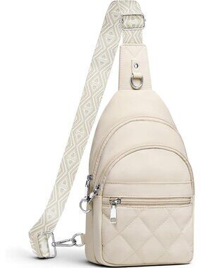 Women's Beige Anti Theft RFID Sling Purse Travel Crossbody Shoulder Bag